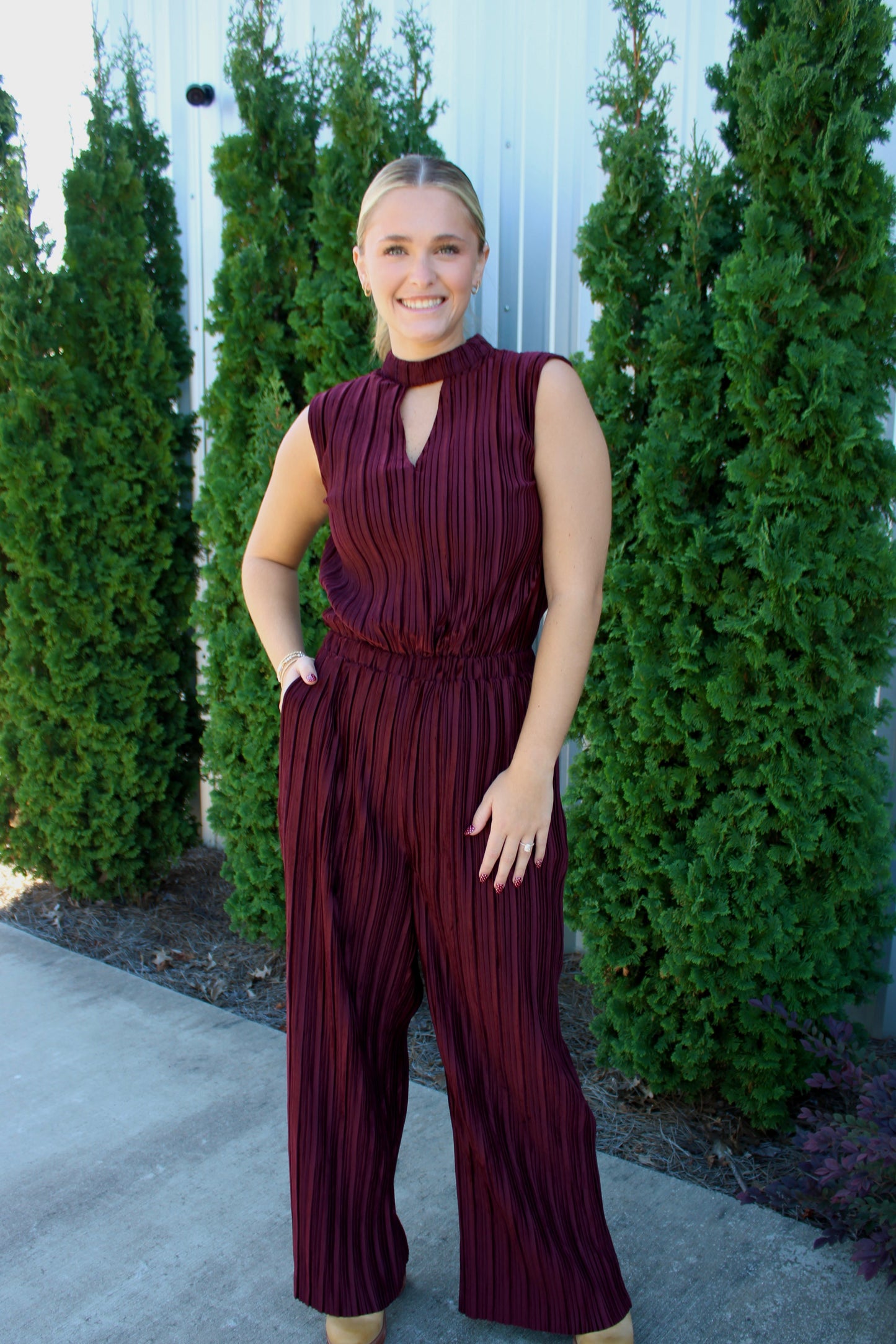 Burgundy Velvet Jumpsuit