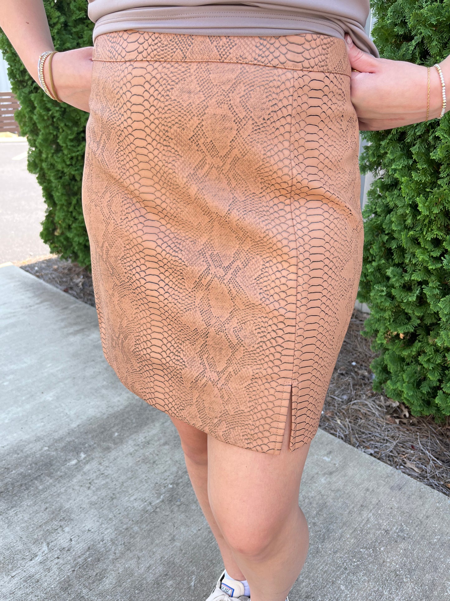 Snake Print Faux Leather Skirt