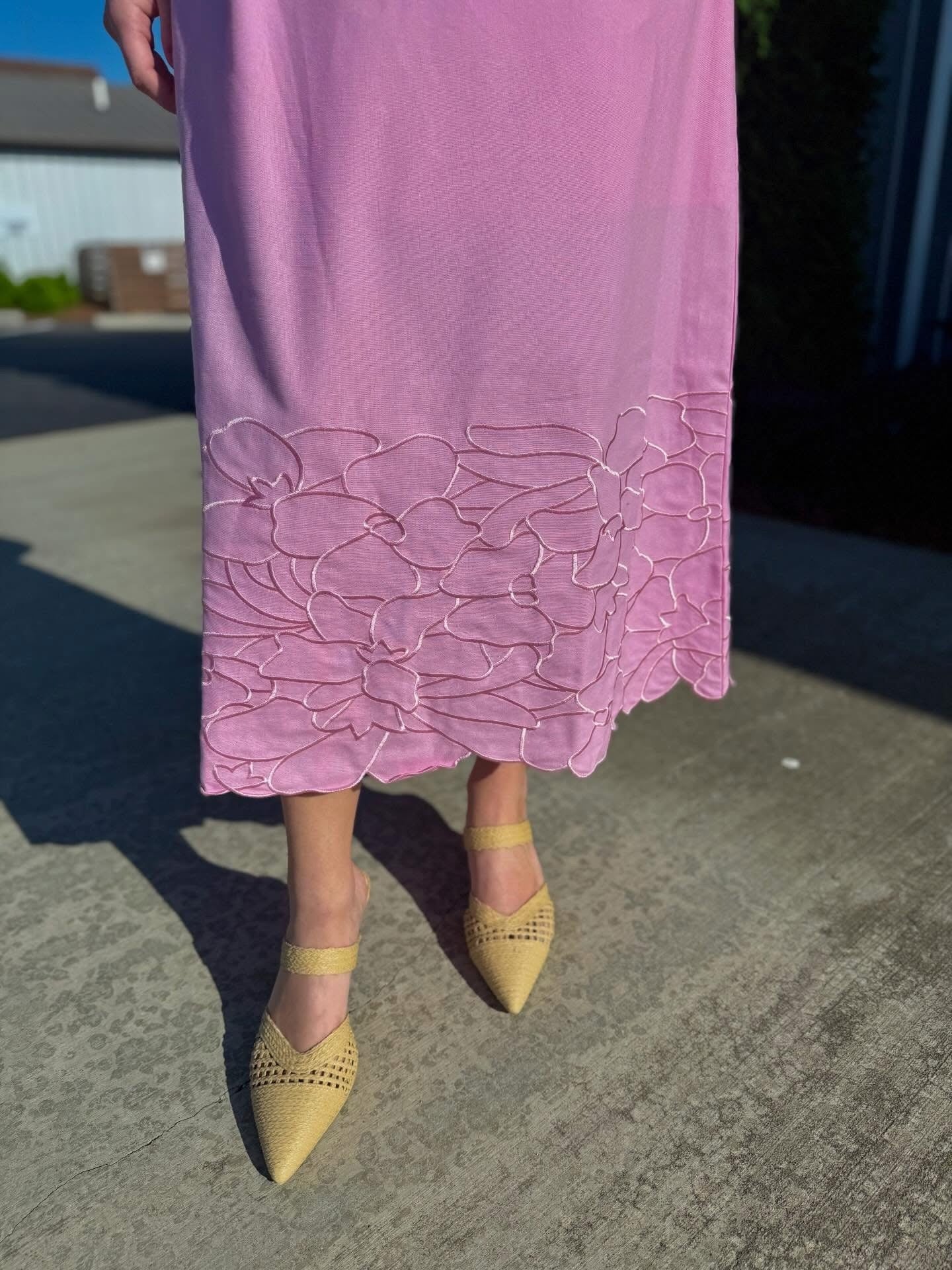 Pink Embroidered Floral Maxi Dress