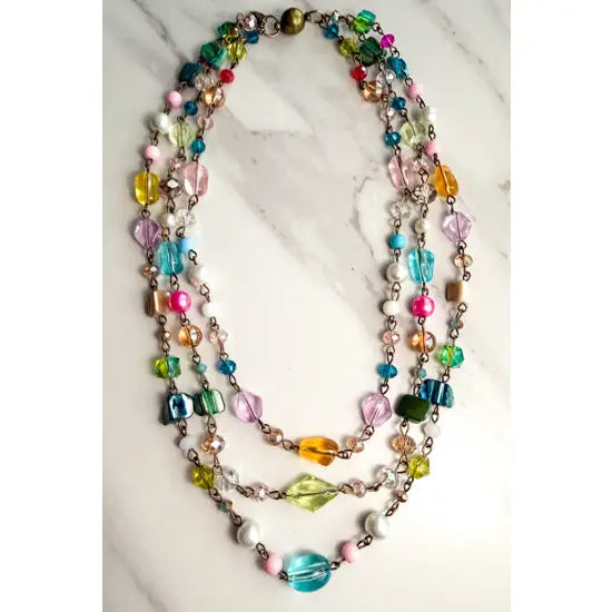 Layered Multi-Color Bead Necklace