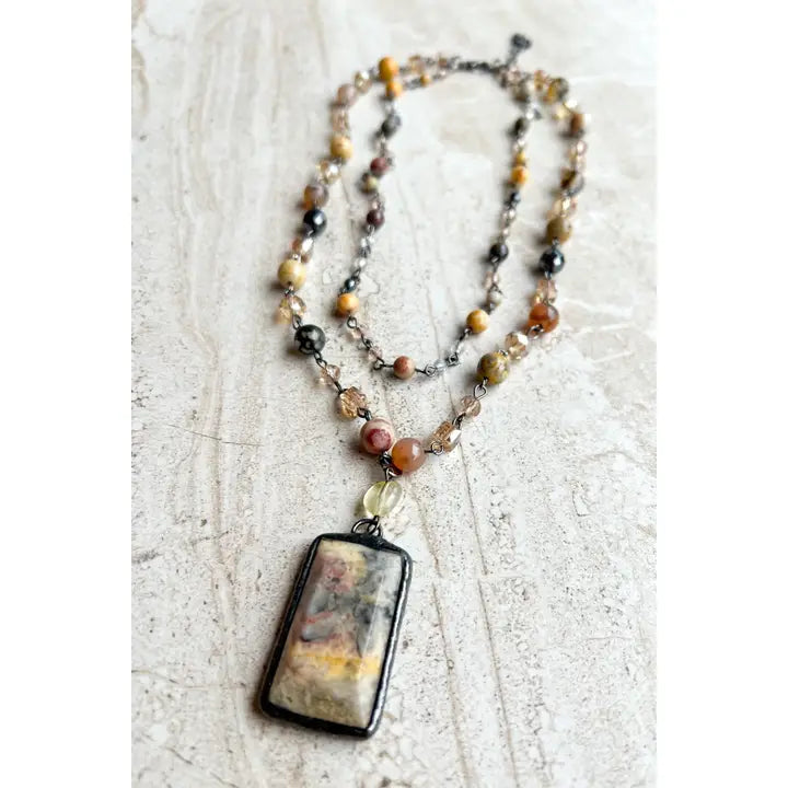 Layered Bamboo Beaded Necklace