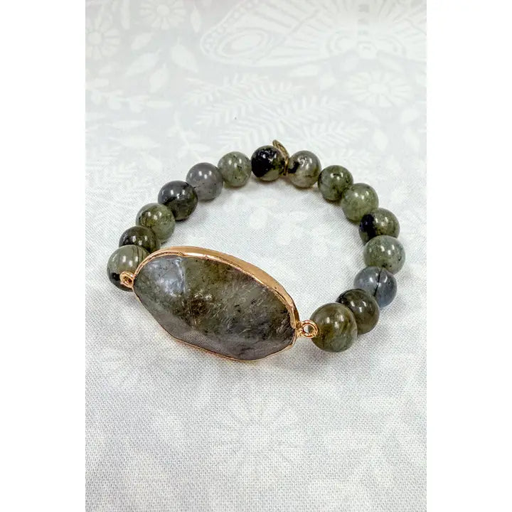 Natural Stone Grey Beaded Bracelet