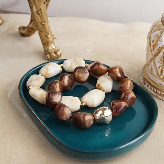 Neutral Boho Acrylic Stretch Bracelet