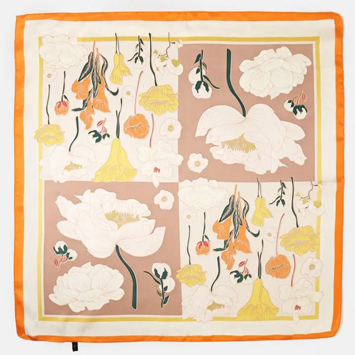 Orange & Blush Flower Scarf