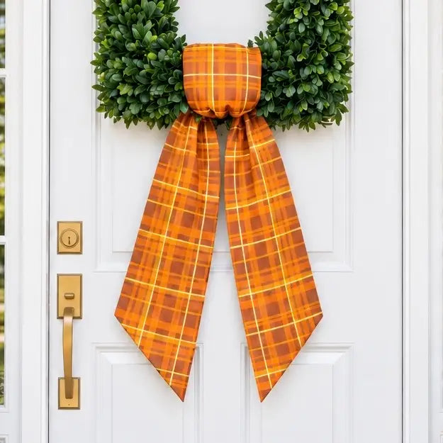Orange & Gold Plaid Sash 54"