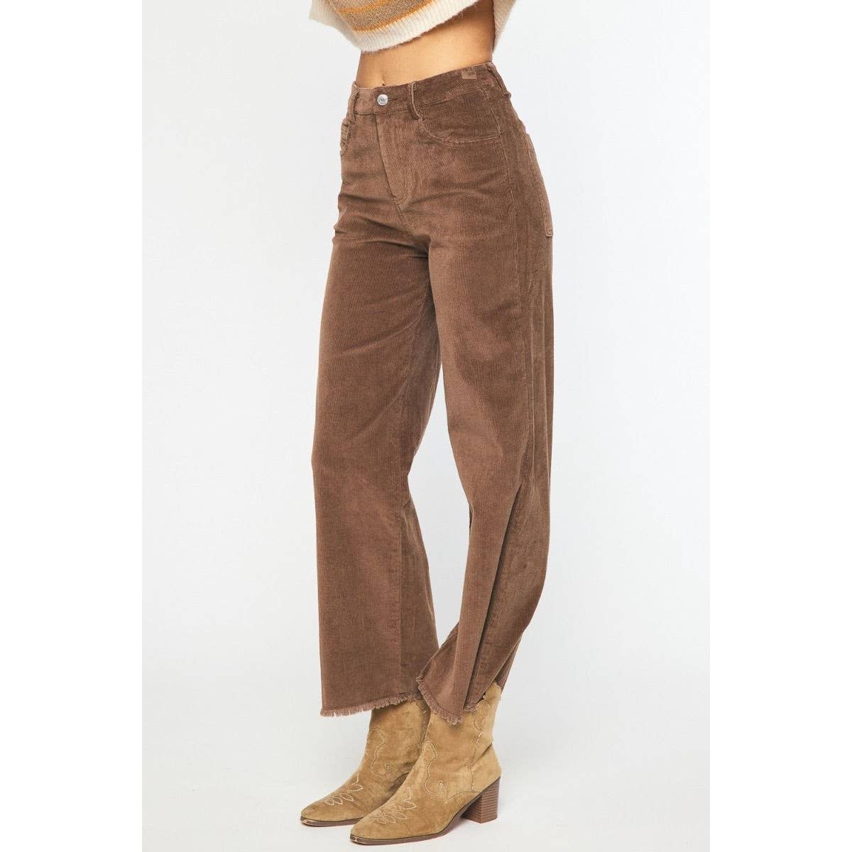 Brown Corduroy Wide-Leg Pants