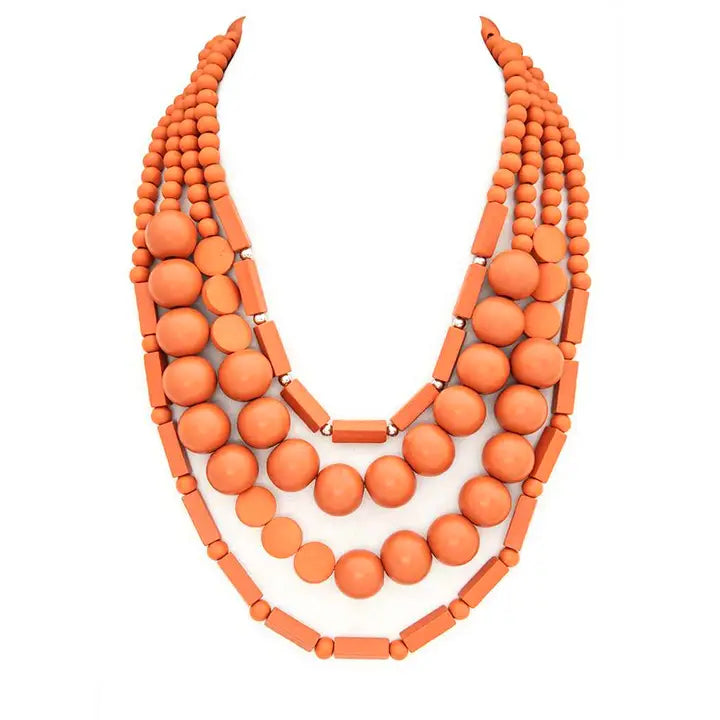 Wooden Bead Statement Necklace