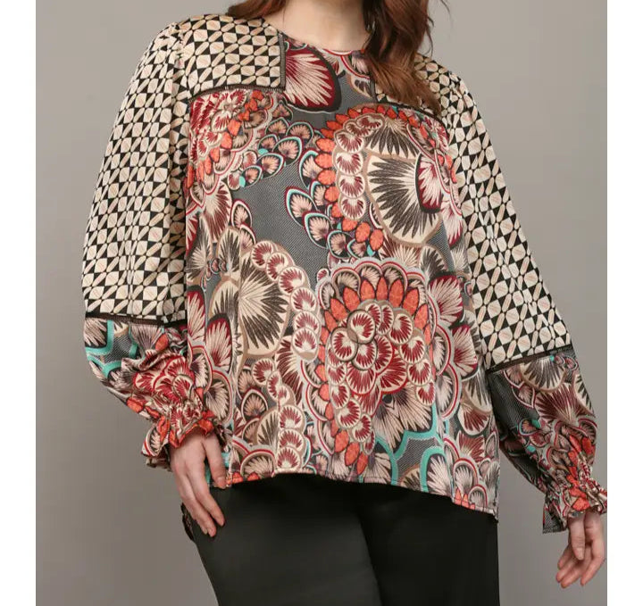 Mixed Patterned Plus Top