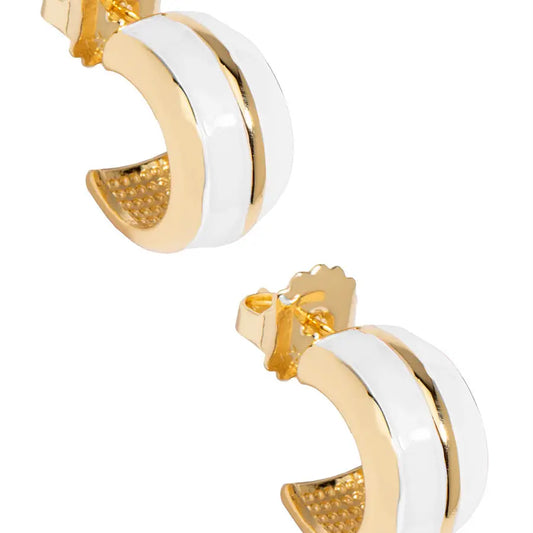 White & Gold Enamel Earrings