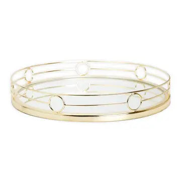 Gold Round Mirror Tray