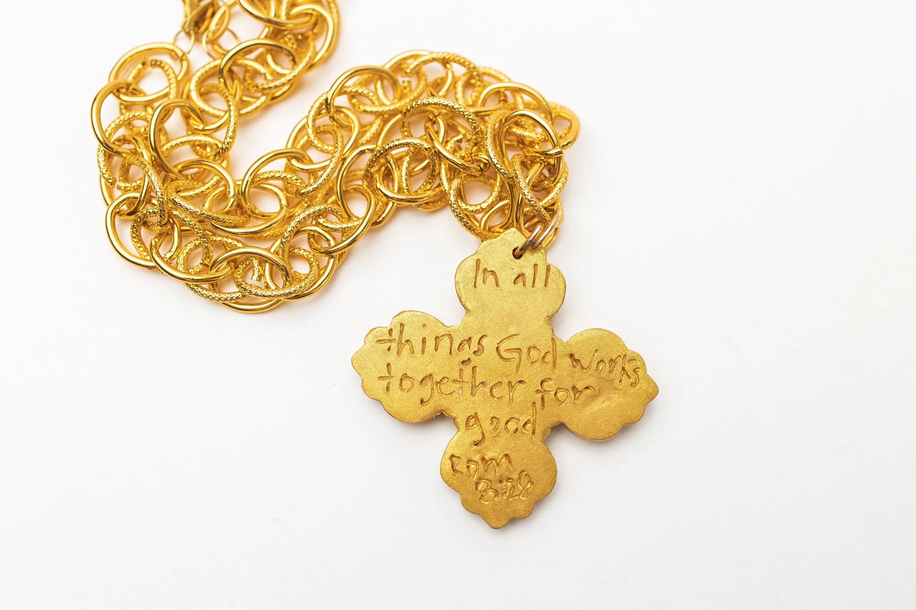 18" Double Gold Chain Cross Necklace