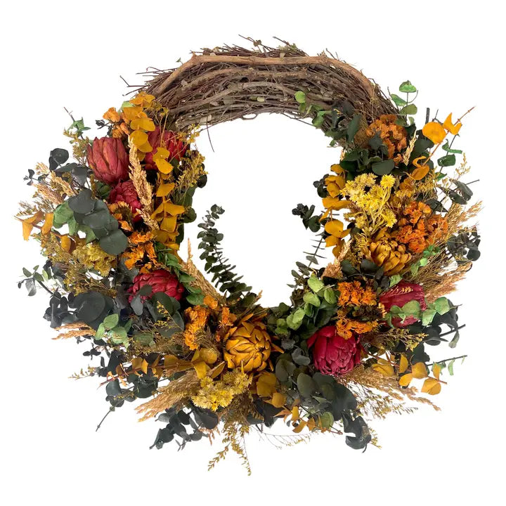 Real Preserved Floral Artichoke Half Wreath
