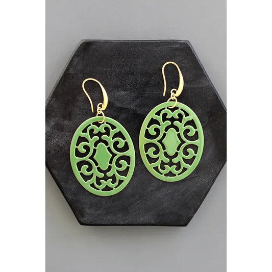 Green Enameled Earrings