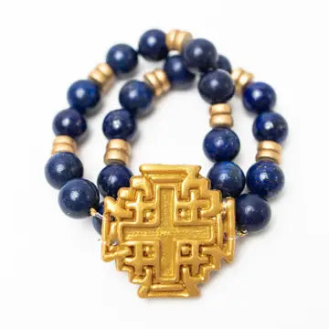 Blue Lapis - Jerusalem Cross Bracelet