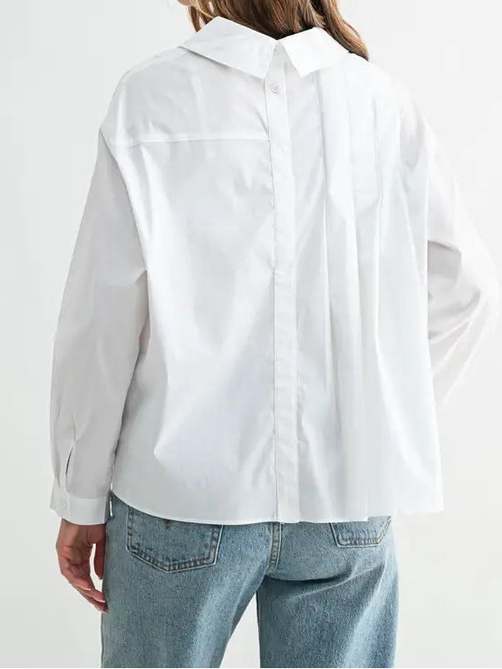 Pleated White Long Sleeve