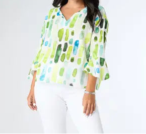 Green & Blue Printed Top