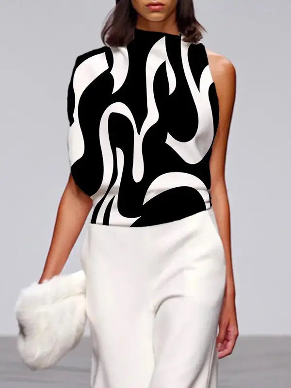 Asymmetrical Black & White Top