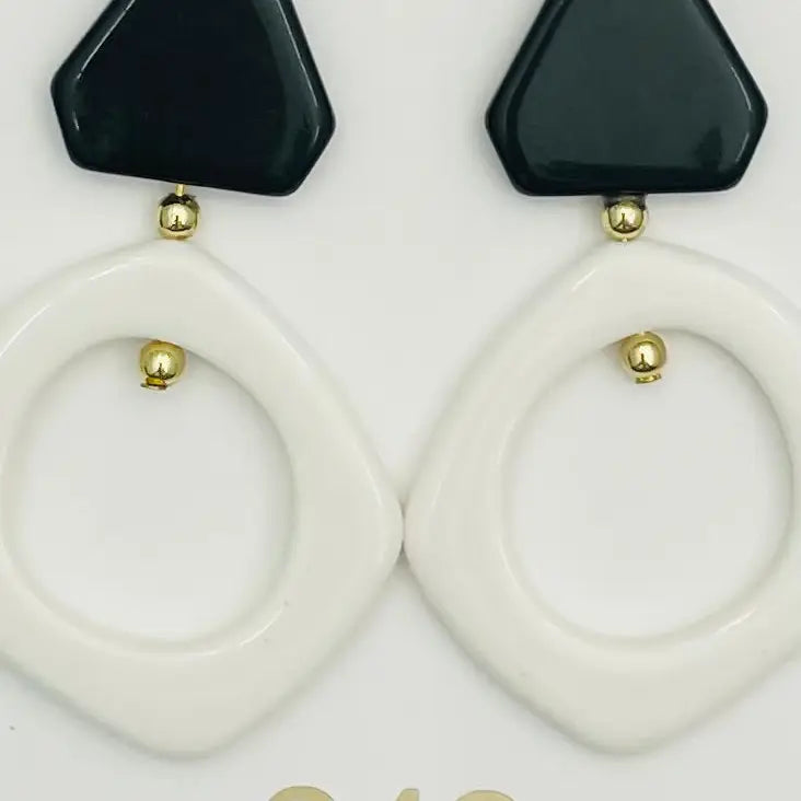 Black & White Clip On Earrings