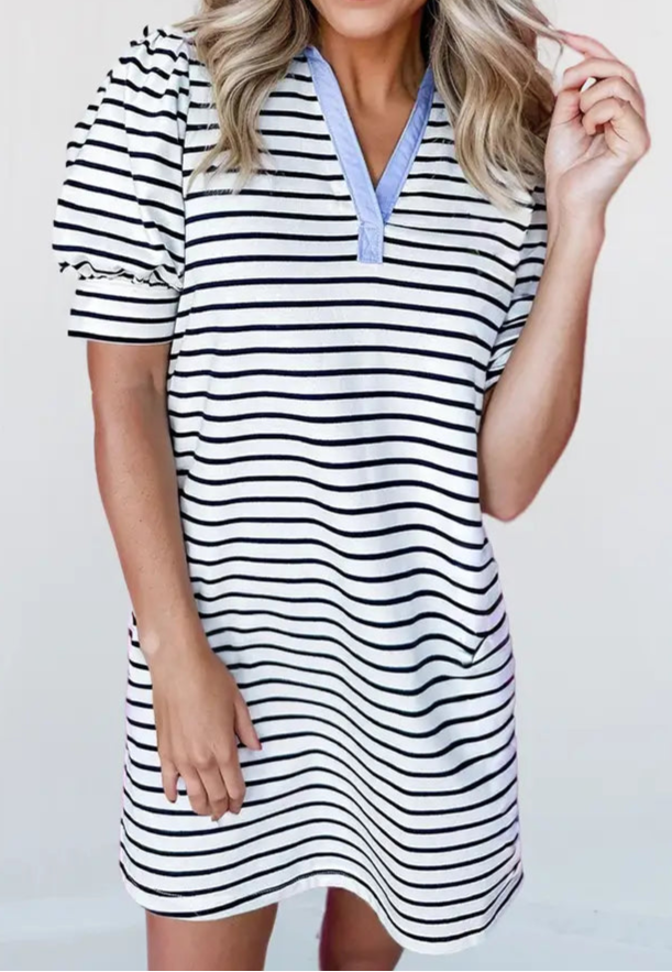Black & White Stripe Mini Dress