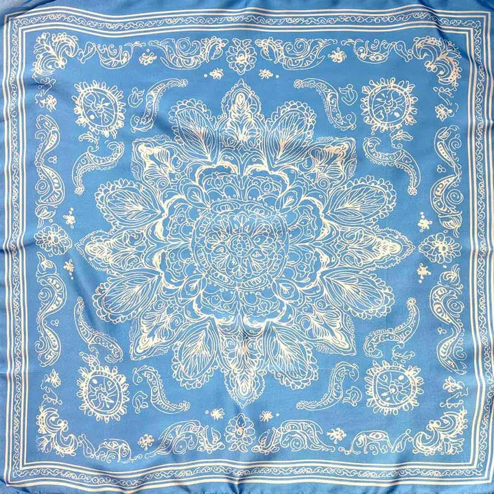 Blue Medallion Print Scarf