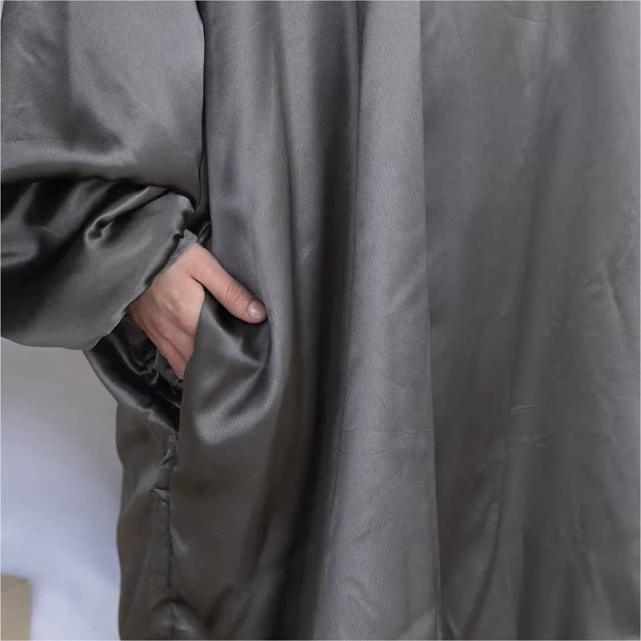 Satin Hoodie Charcoal