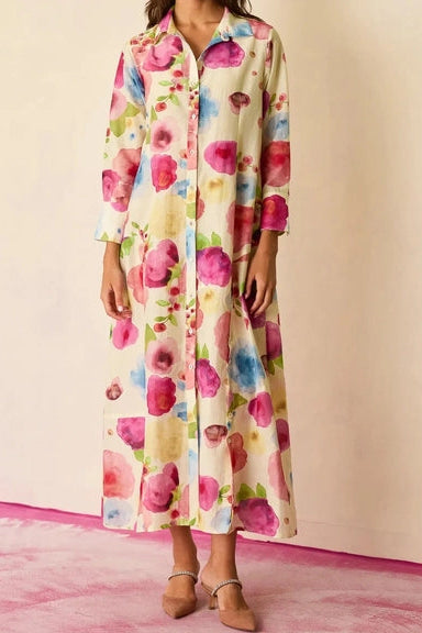 Pink Poppies Shirt Dress