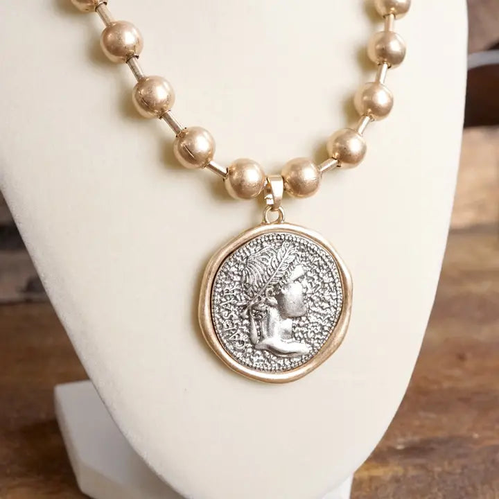 Coin Chunky Ball Chain Necklace