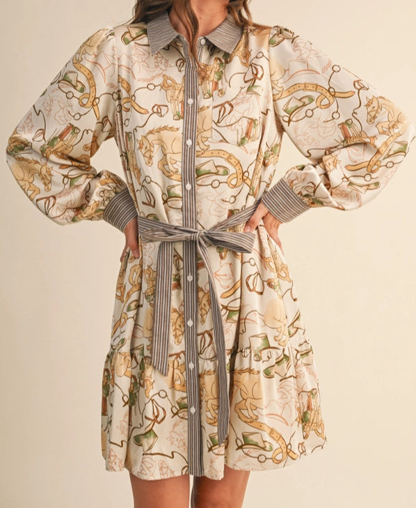 Cream Horse Design Dress