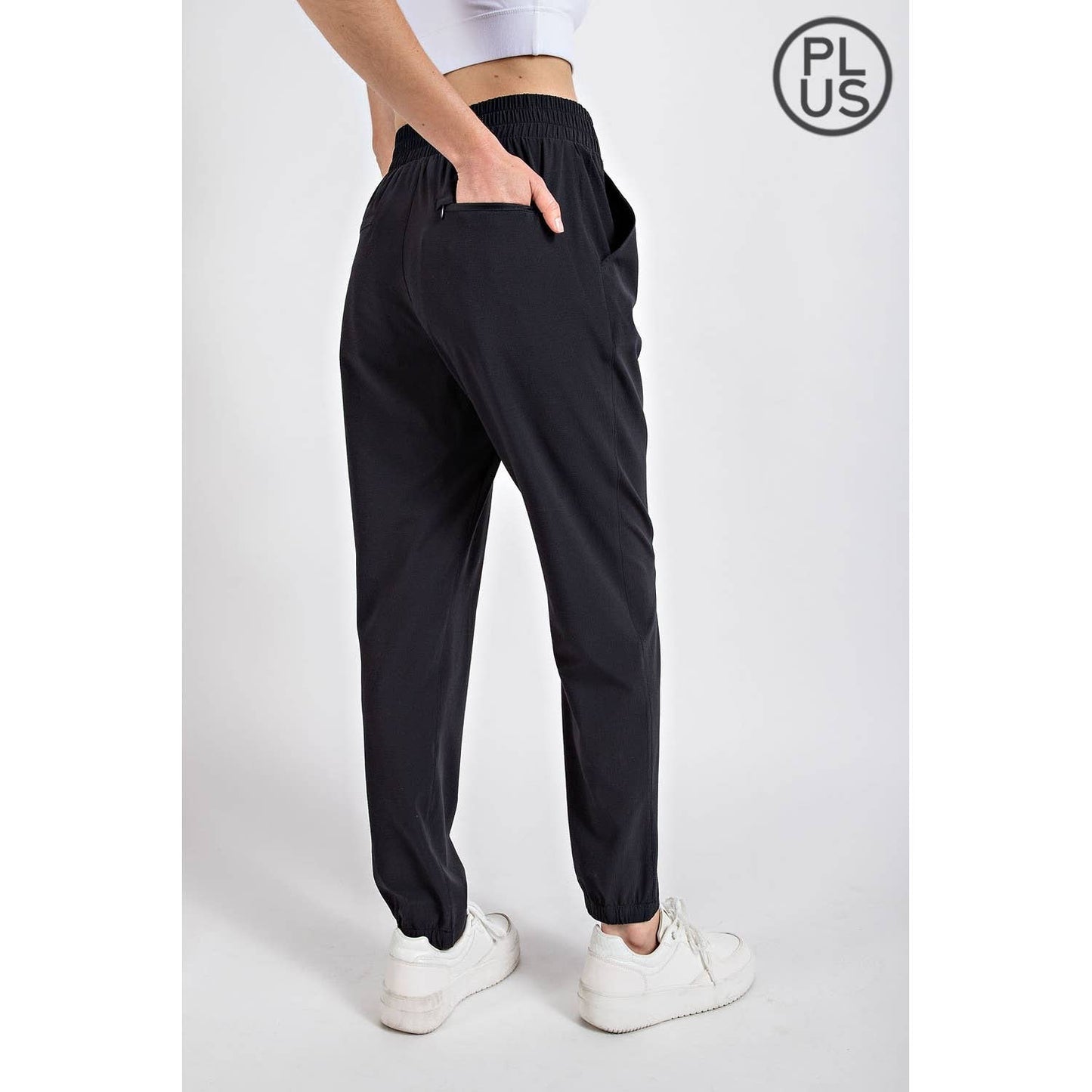 Black Crinkle Straight Jogger