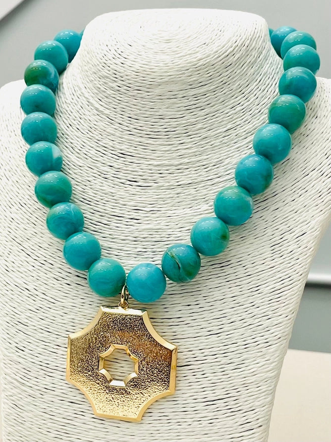 Marbled Turquoise Pendant Necklace