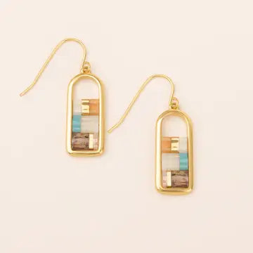 Gold Peach Stone Earrings