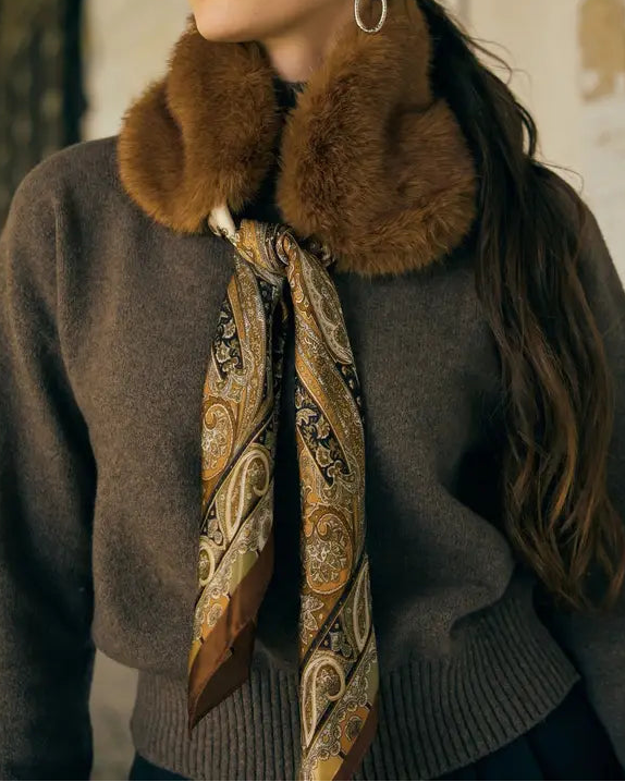 Brown Faux Fur Collar Scarf