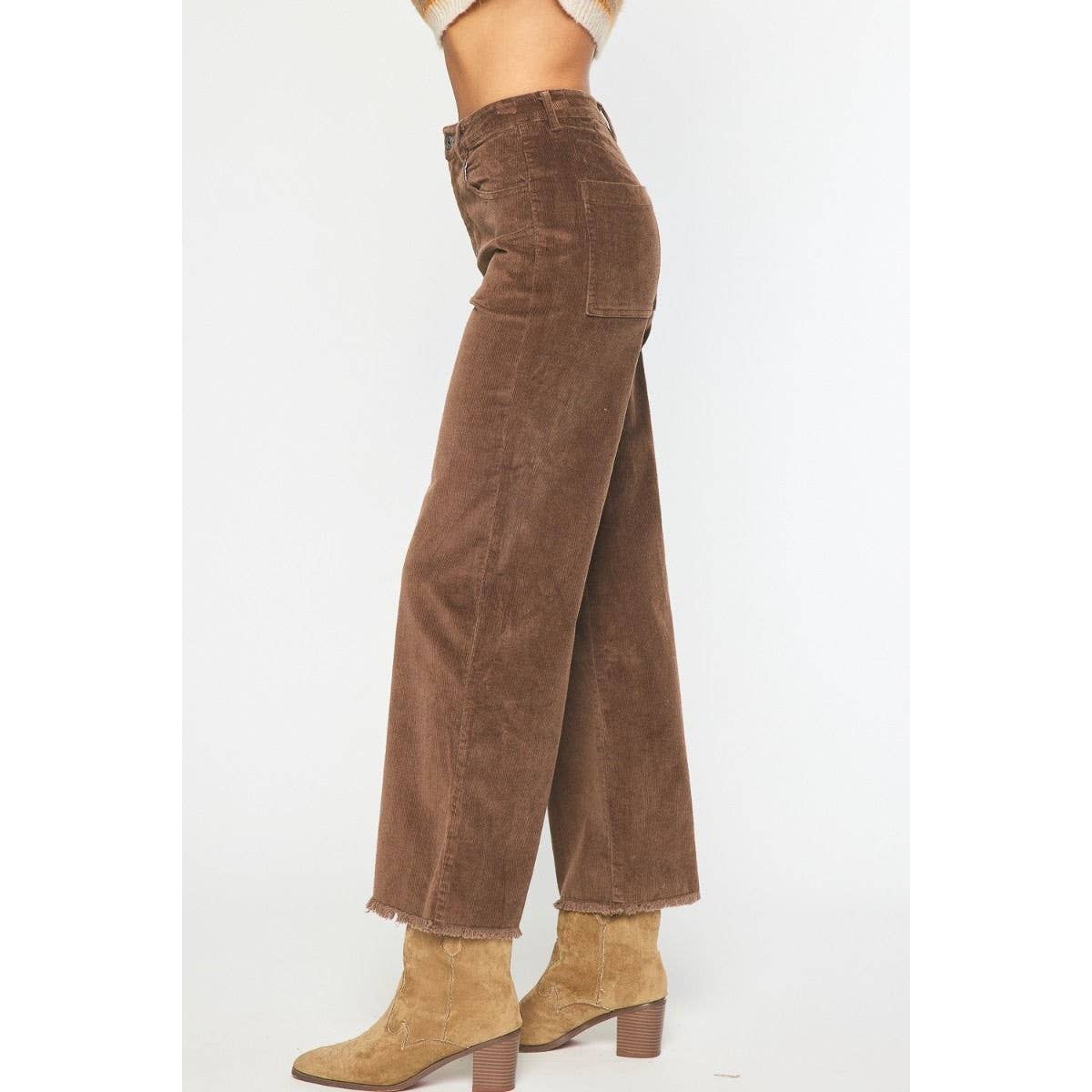 Brown Corduroy Wide-Leg Pants