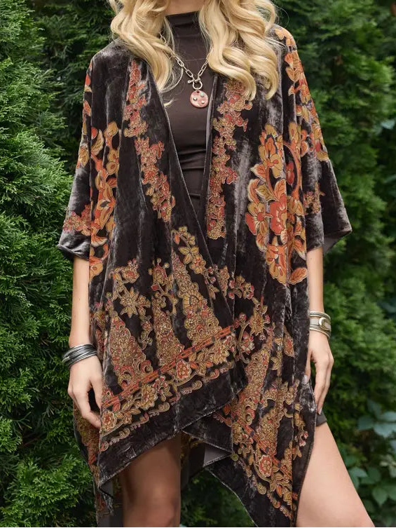 Floral Velvet Kimono / One Size