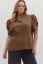Plus Puff Sleeve Brown Top