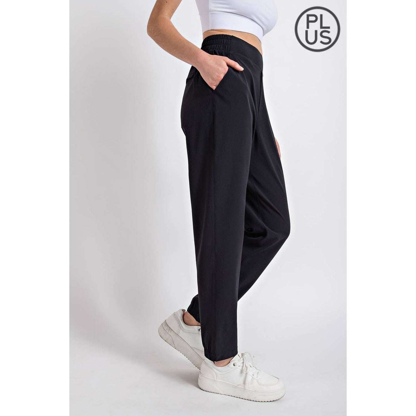Black Crinkle Straight Jogger
