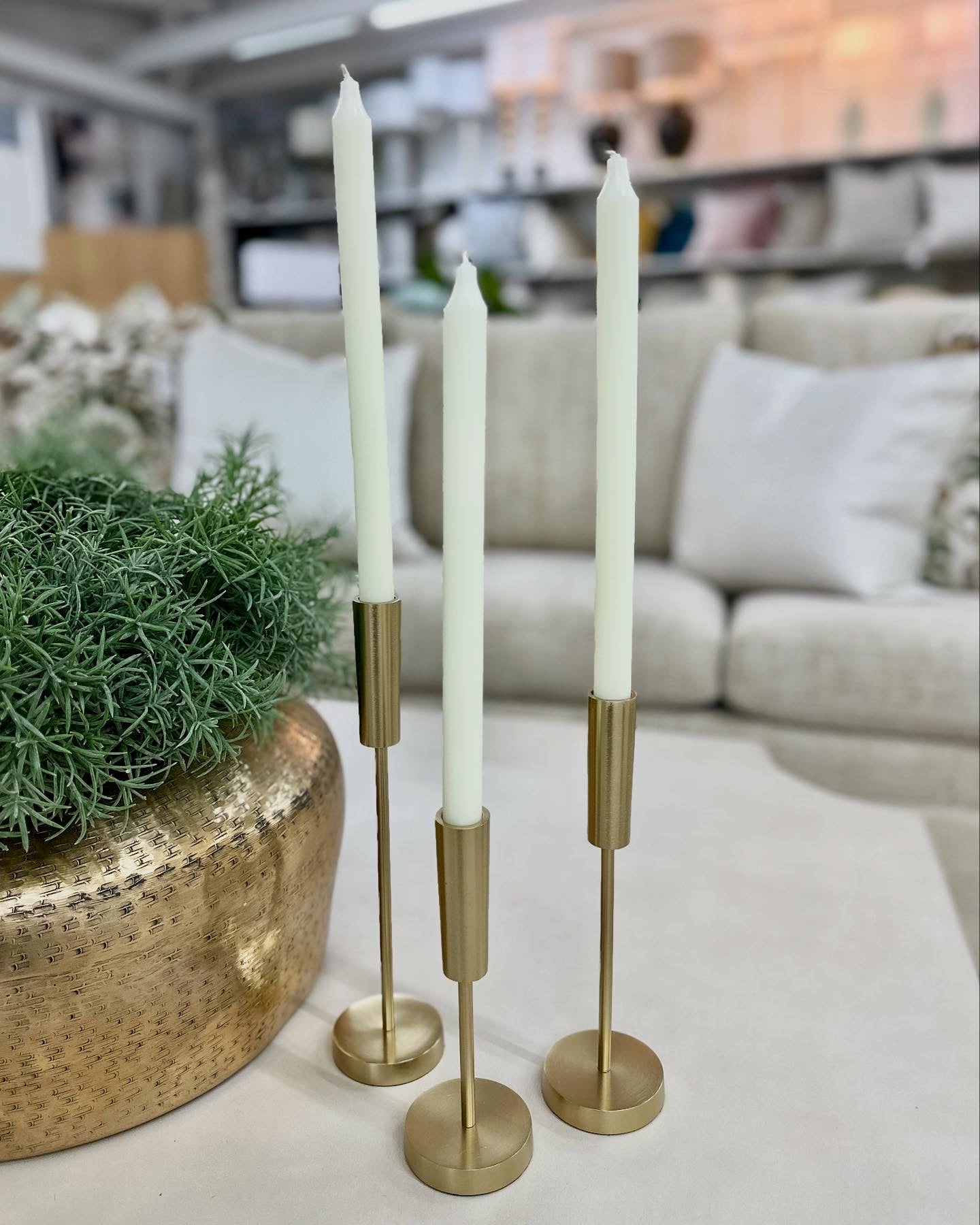 Slender Gold Candle Holders S/2