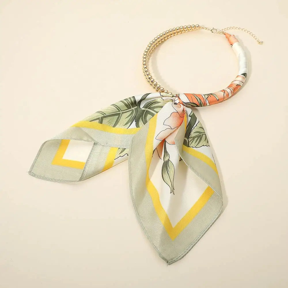 Gold & Orange Scarf Necklace