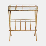 Gold Magazine Table w/Mirror