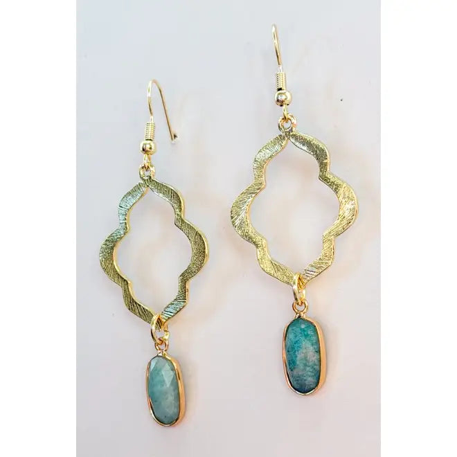 Gold Marquise w/Amazonite Earrings