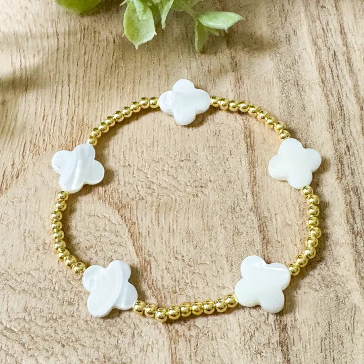 White & Gold Stretch Bracelet