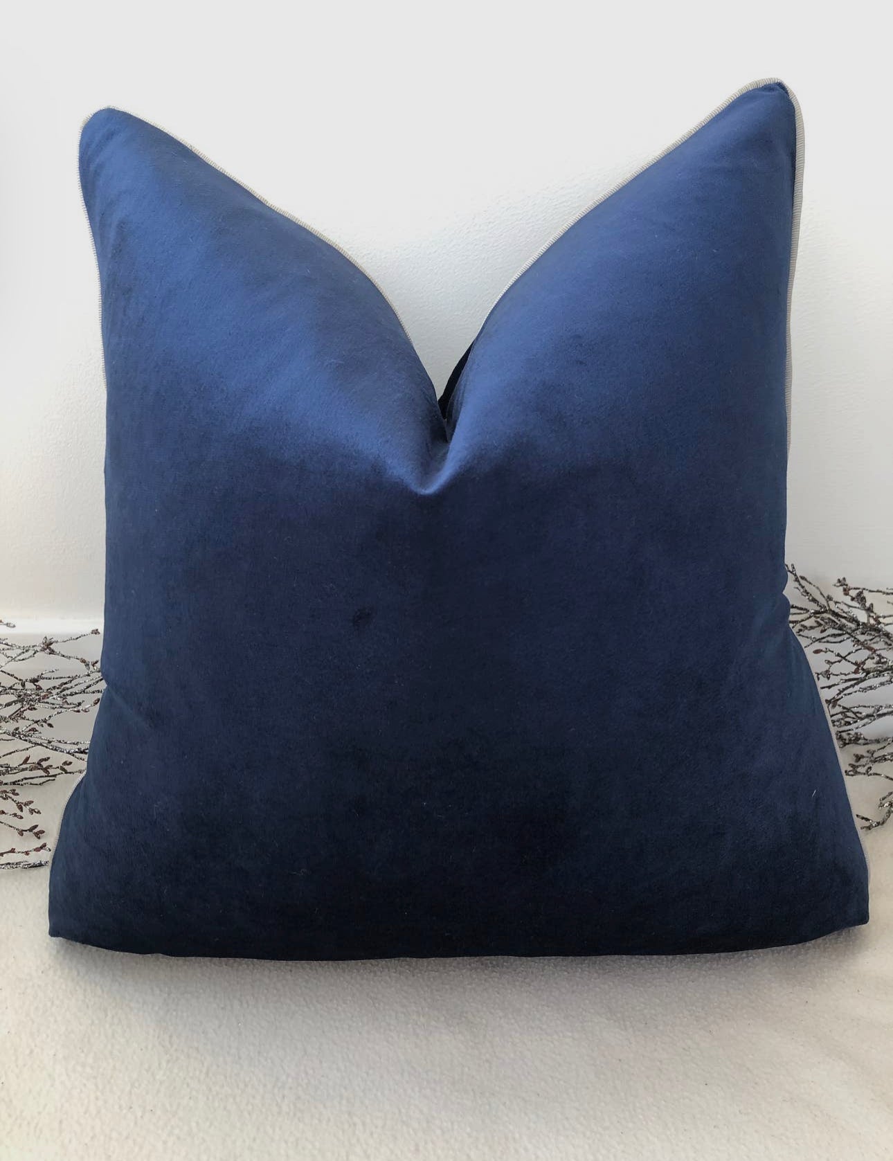 Navy Velvet Pillow 20"