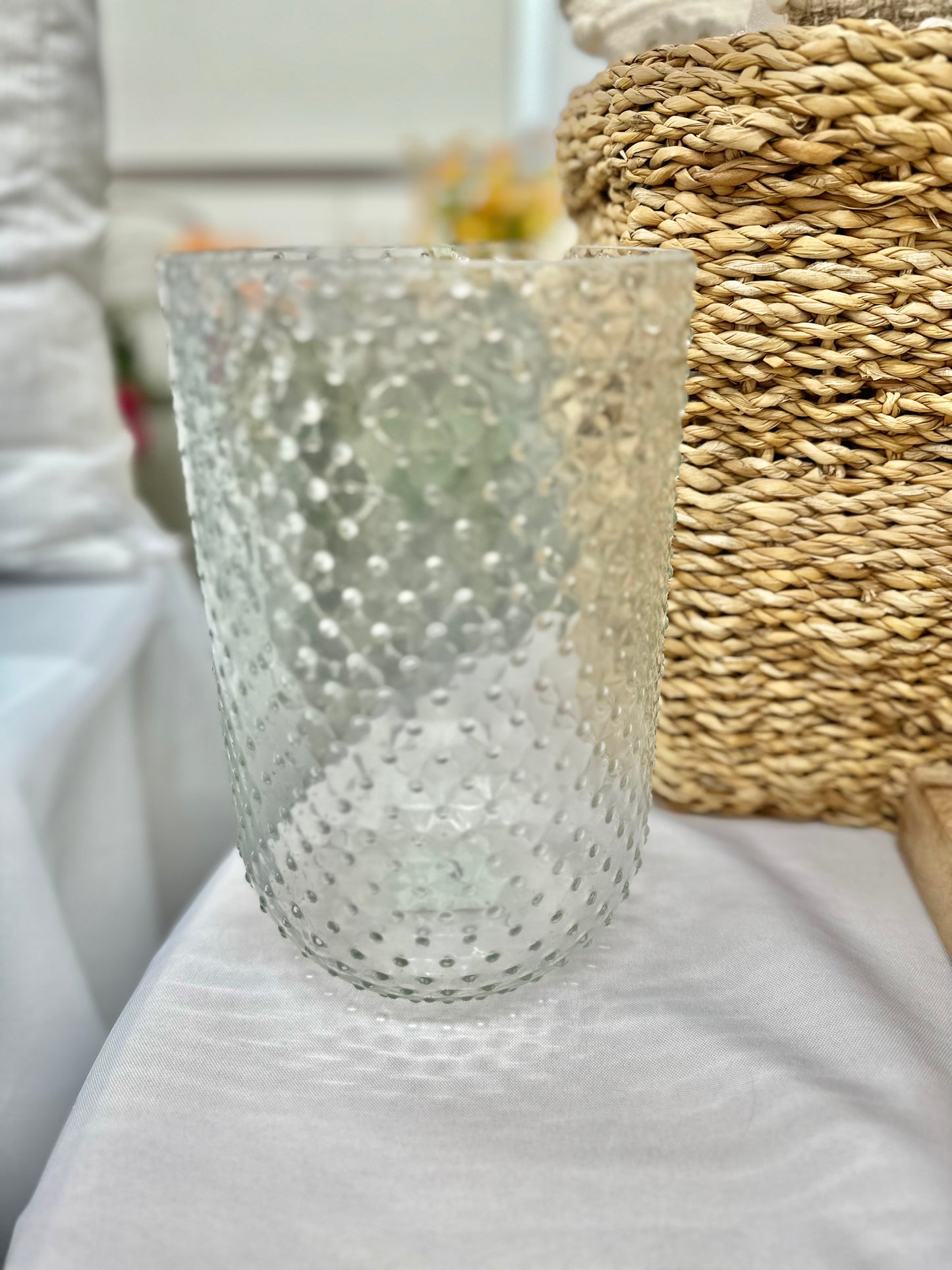 Clear Beaded Glass Vase