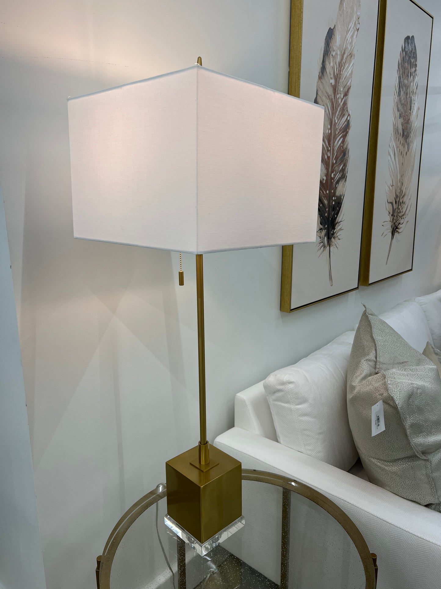 Gold Pull Chain Buffet Lamp 41"