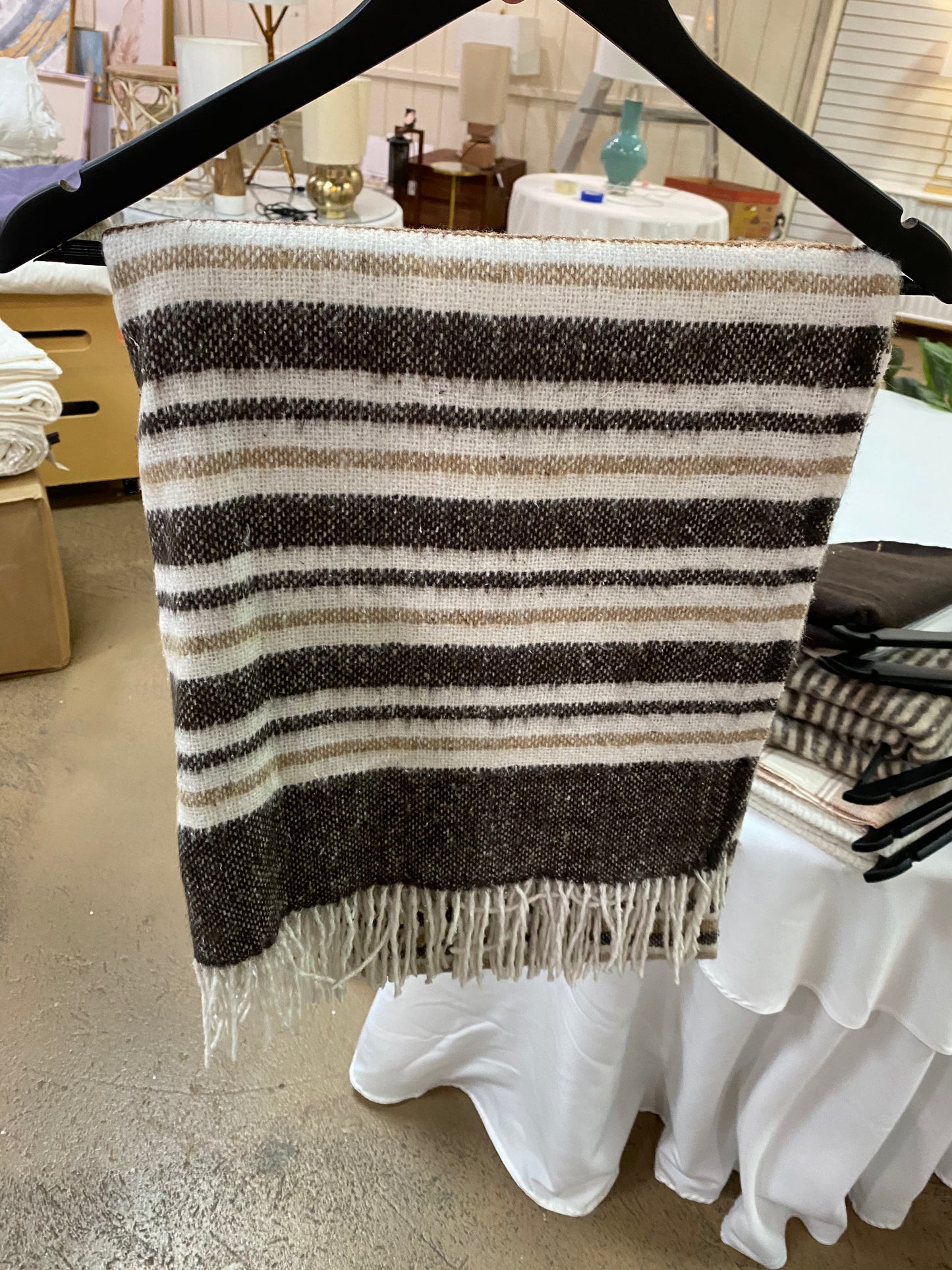 Brown & Tan Stripe Throw Blanket