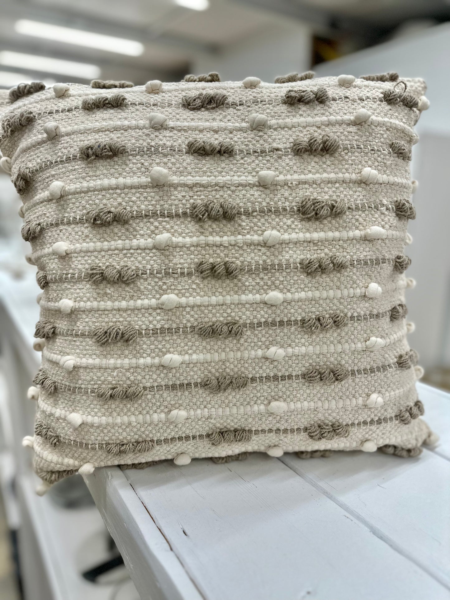 Cream & Light Brown Dot Pillow