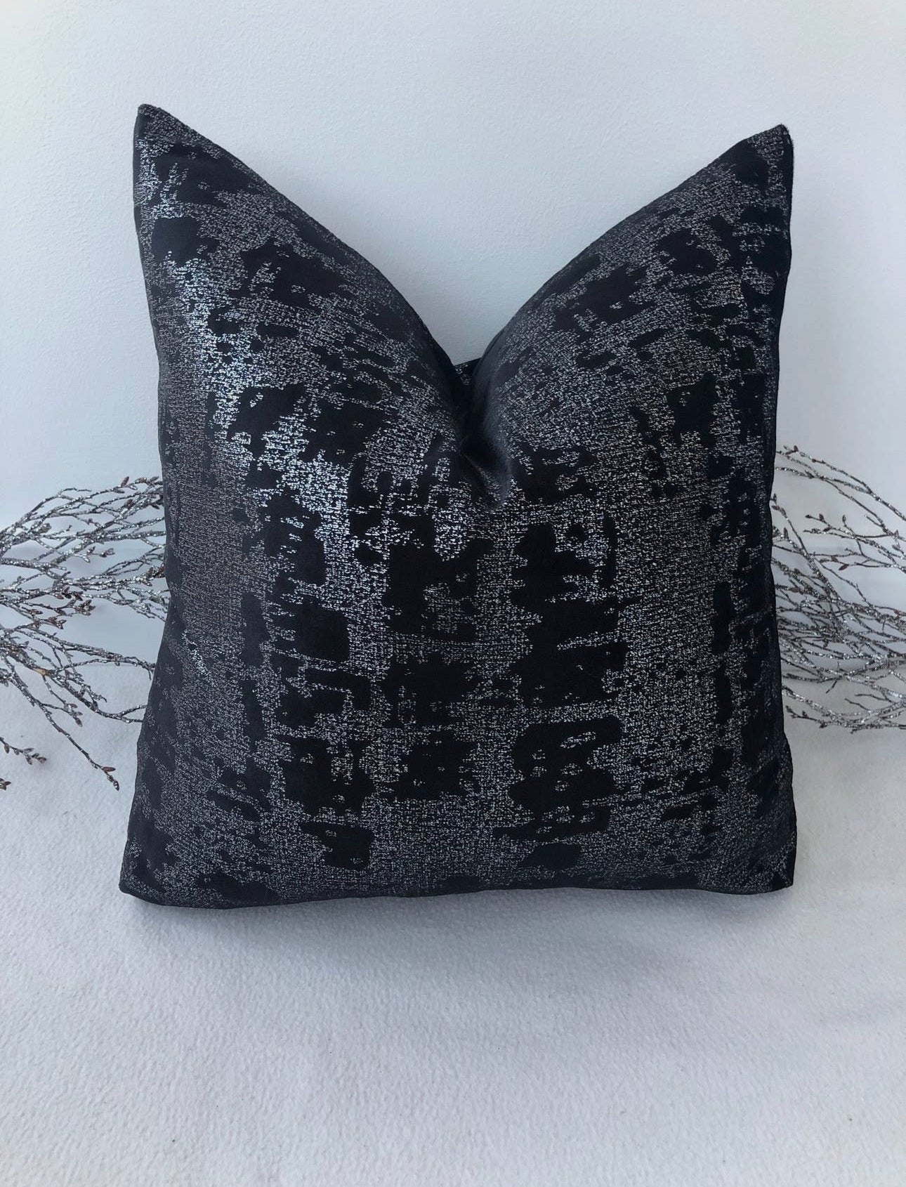 Black Silver Sheen Pillow 22”