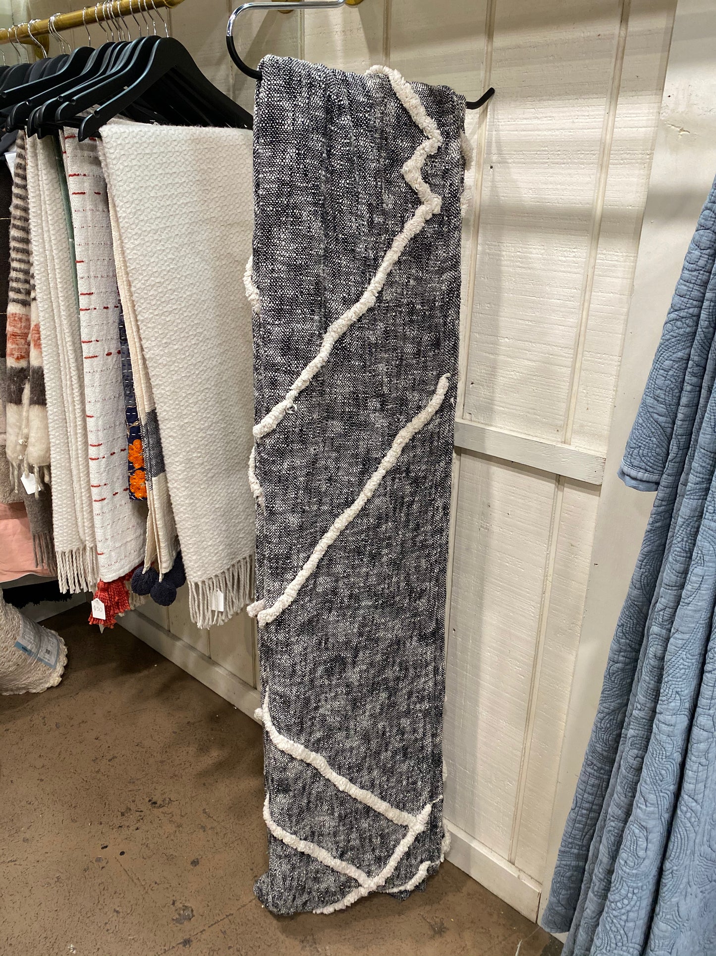 Black and Cream Woven Coverlet