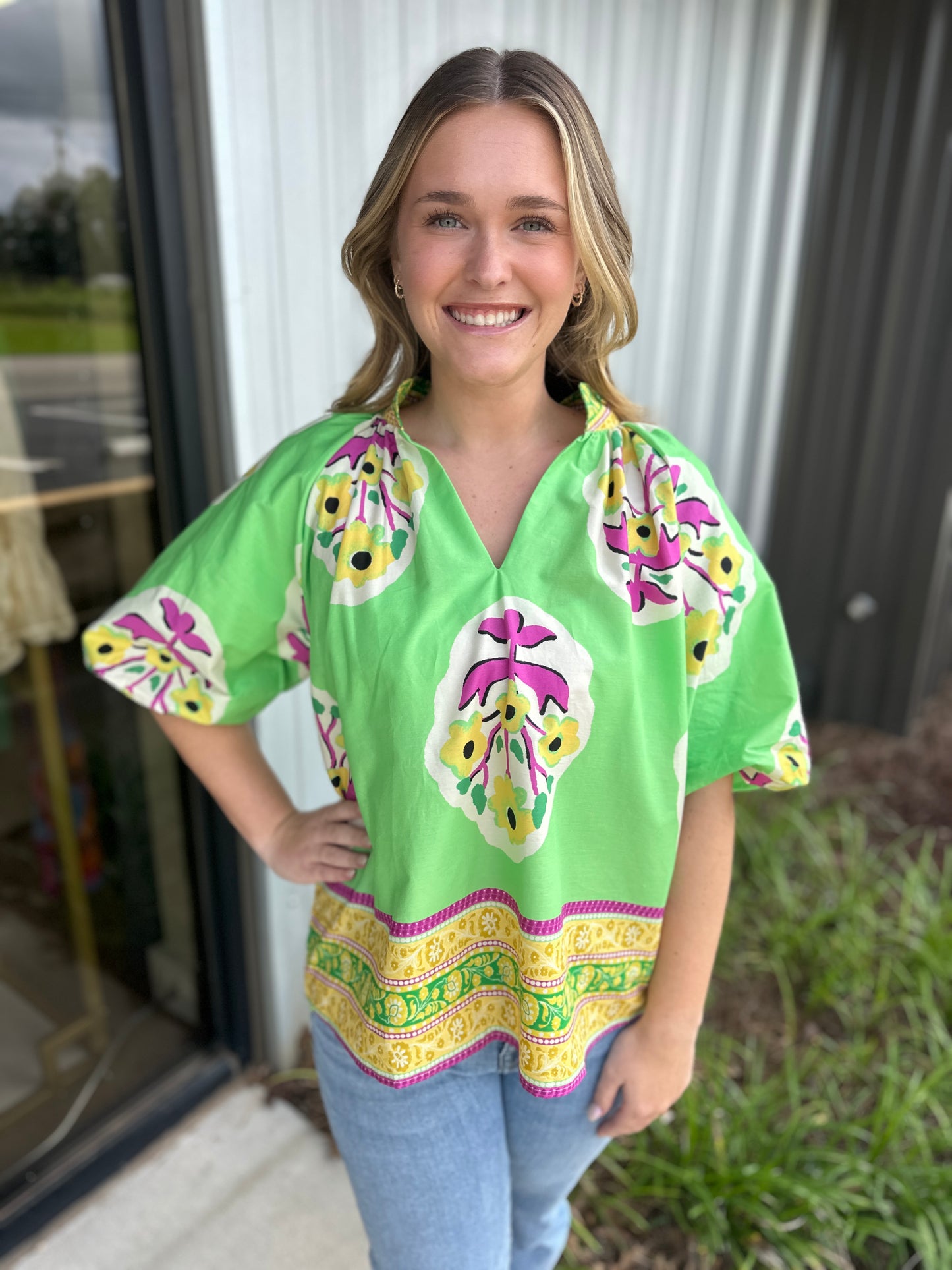 Light Green Patterned Top