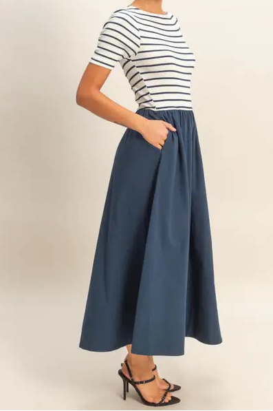 Striped Top Navy Dress